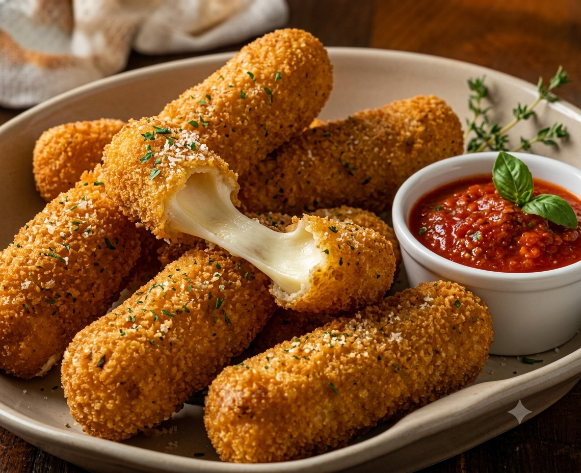 Mozzarella sticks with marinara sauce